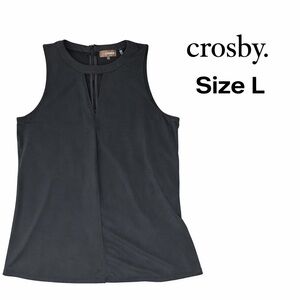 Crosby Black Sleeveless V-Notch Blouse Women’s Size L Back Zip EUC